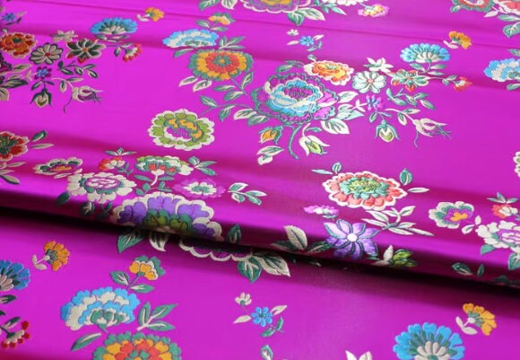 Spring dress fabric, rose red color brocade fabric , flower jacquard fabric, cosplay dress fabric, by the yard