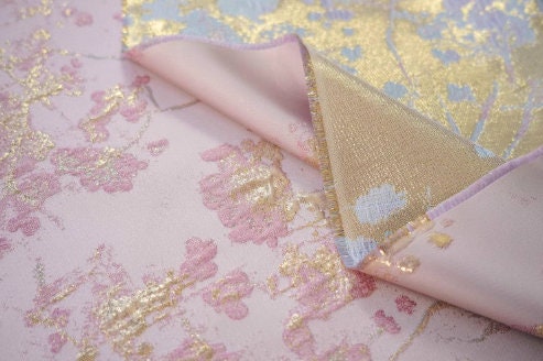 20%OFF-4Color pinkgold/red gold/blue gold/champagne color  jacuqard fabric, branches and flowers jacquard fabric, wedding fabric,