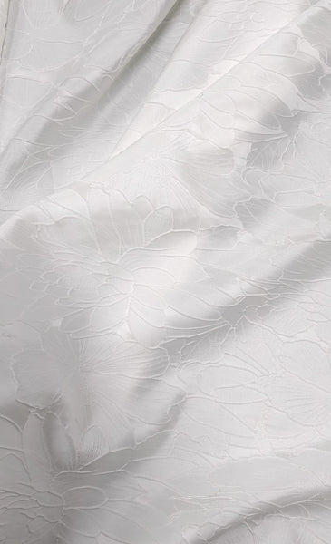 High Quality Off-White Color Fashion Jacquard Fabric, Lotus Pattern 3D Texture Jacquard Fabric, Wedding Fabric