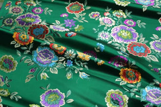 Spring dress fabric, green color brocade fabric , flower jacquard fabric, cosplay dress fabric, by the yard