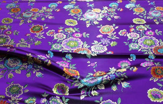Spring dress fabric, black/purple color brocade fabric , flower jacquard fabric, cosplay dress fabric, by the yard