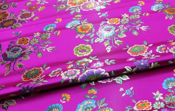 Spring dress fabric, rose red color brocade fabric , flower jacquard fabric, cosplay dress fabric, by the yard
