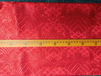 Red color brocade fabric, jacquard fabric, by the yard