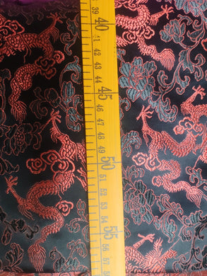 Black color red dragon fabric, brocade fabric, jacquard fabric, dragon style brocade fabric, cosplay dress fabric, by the yard