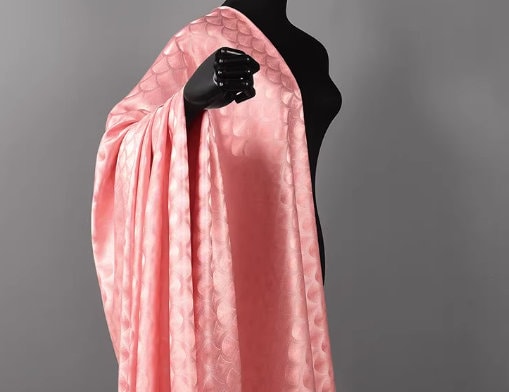 Pink color fabric, brocade fabric with fan-shaped, jacquard fabric,  cosplay dress fabric, by the yard