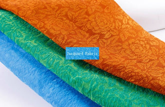 Glossy, slightly translucent, green, blue, orange, mulberry silk jacquard fabric, qipao, Summer dress fabric, DIY