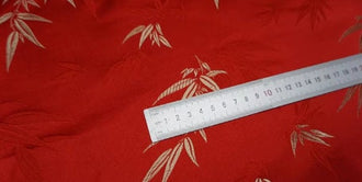 Red color bamboo leaf brocade fabric jacquard fabric qipao fabric Tang suit fabric,