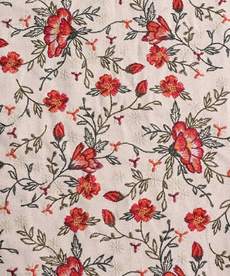 Wholesale fabric, cream color canvas fabric, floral embroidery fabric, tote bag fabric for handbags fabric by the yard
