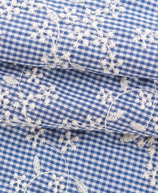 Wholesale fabric, Checkered striped cotton fabric, embroidered floral fabric, home dress, shirt, clothing fabric, fabric by the yard