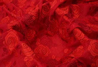 Wholesale fabric, High quality red rose embroidery fabric, cotton embroidery, fabric by the yard for Summer dress