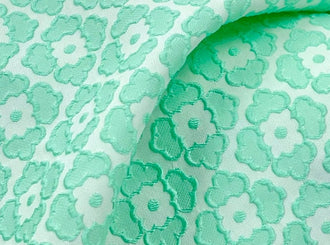 Relief jacquard mint green textured three-dimensional small flower art jacquard fabric Hanfu skirt designer fabric, fabric by the yard
