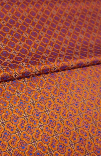 High quality brocade fabric, jacquard fabric, Tang-suit dress fabric, orange red color brocade fabric, Chinese pattern fabric