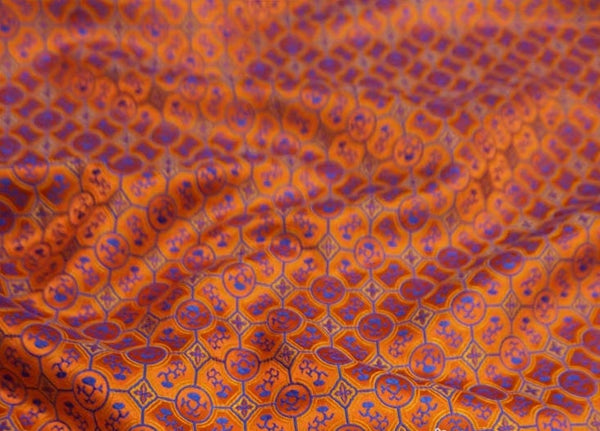 High quality brocade fabric, jacquard fabric, Tang-suit dress fabric, orange red color brocade fabric, Chinese pattern fabric