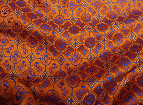 High quality brocade fabric, jacquard fabric, Tang-suit dress fabric, orange red color brocade fabric, Chinese pattern fabric
