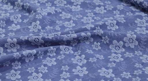 3Color washed denim fabric with plum blossom, high-end handmade DIY clothing, bag fabric,  jacket dress fabric