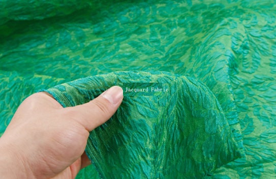 Glossy, slightly translucent, green, blue, orange, mulberry silk jacquard fabric, qipao, Summer dress fabric, DIY