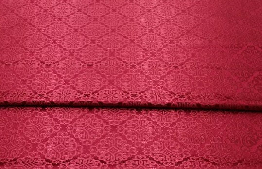 High quality dark red color brocade fabric, cosplay dress fabric, fabric by the yard