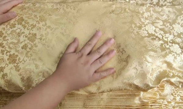 SALE, Light gold color brocade fabric with Chinese Loong Pattern, Jacquard Fabric, by the yard