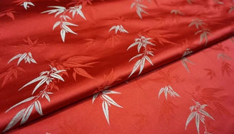 Red color bamboo leaf brocade fabric jacquard fabric qipao fabric Tang suit fabric,