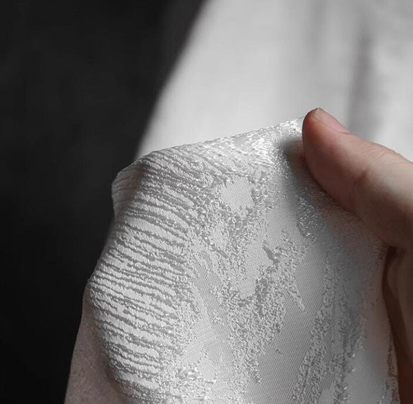 30%Off-Off-white color relief glossy jacquard texture fabric, jacket dress fabric, retro Chinese style wedding dress fabric