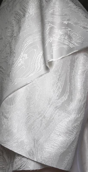 30%Off-Off-white color relief glossy jacquard texture fabric, jacket dress fabric, retro Chinese style wedding dress fabric