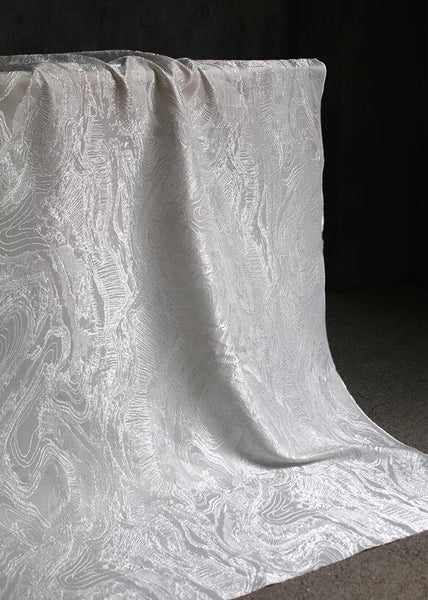 30%Off-Off-white color relief glossy jacquard texture fabric, jacket dress fabric, retro Chinese style wedding dress fabric