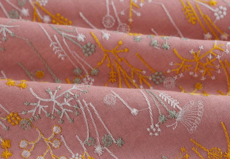 Wholesale fabric, 4 Color Ramie plant embroidery fabric, wedding decor fabric, curtains fabric, fabric by the yard