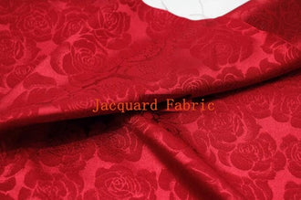Red rose jacquard fabric, wedding dress fabric, jacket dress fabric, cosplay dress fabric, by the yard