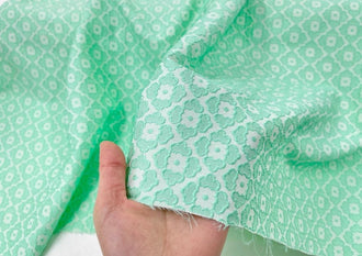 Relief jacquard mint green textured three-dimensional small flower art jacquard fabric Hanfu skirt designer fabric, fabric by the yard