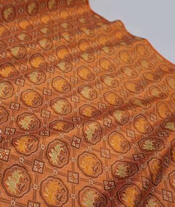 Orange Magnolia Flower Fabric, jacquard fabric, fabric by the yard