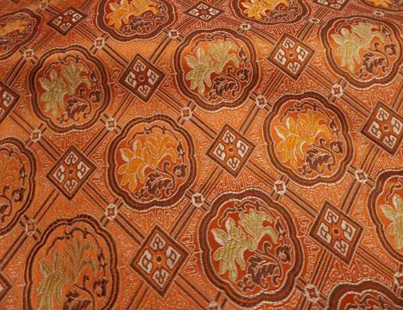 Orange Magnolia Flower Fabric, jacquard fabric, fabric by the yard