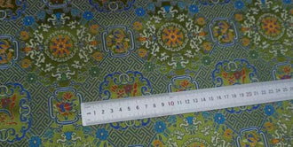 Green Color Brocade Fabric, jacquard fabric, fabric by the yard