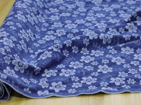 3Color washed denim fabric with plum blossom, high-end handmade DIY clothing, bag fabric,  jacket dress fabric
