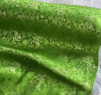 30%Off-Green/pink/blue silk jacquard fabric, silk brocade fabric, Chinese style fabric, Tang suit fabric, dragon pattern fabric