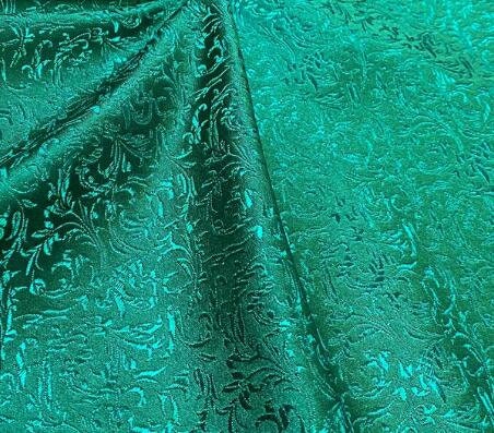 Dark green color brocade fabric with wheat spike pattern , jacquard fabric, Cosplay fabric, by the yard