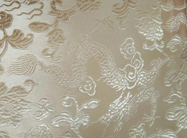 SALE-40%OFF-Light gold color brocade fabric with loong and flower pattern, jacquard fabric, cosplay dress fabric, by the yard