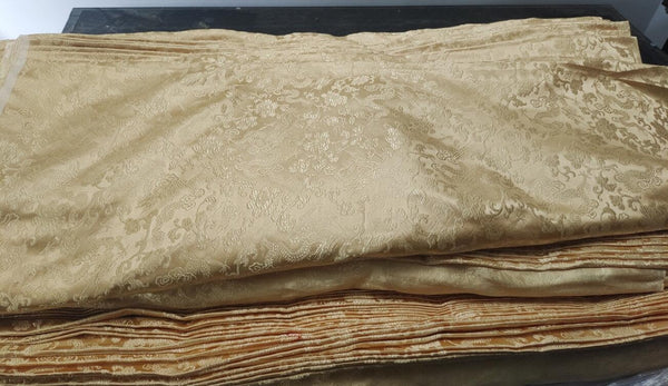 SALE, Light gold color brocade fabric with Chinese Loong Pattern, Jacquard Fabric, by the yard