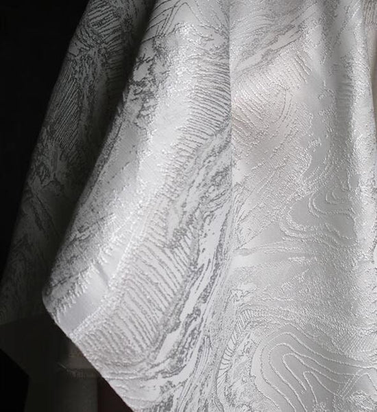 30%Off-Off-white color relief glossy jacquard texture fabric, jacket dress fabric, retro Chinese style wedding dress fabric