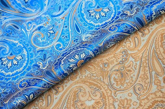 Blue color brocade fabric, jacquard fabric, brocade fabric, fabric by the yard