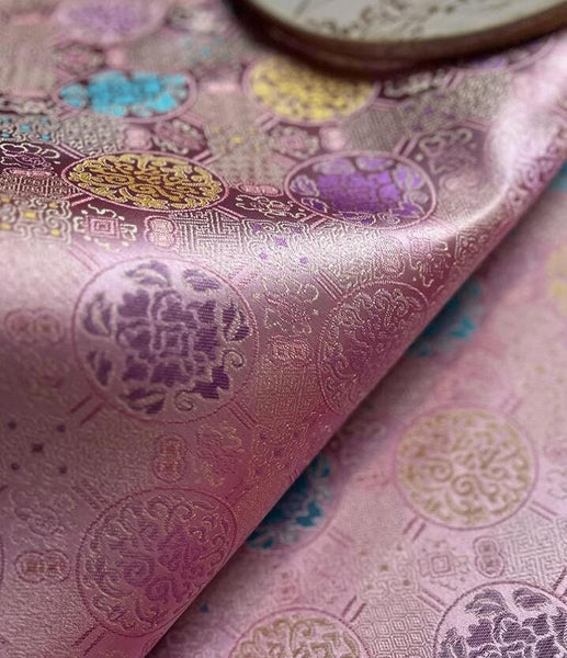 Pink purple color brocade fabric with lotus pattern, jacquard fabric, brocade fabric, fabric by the yard