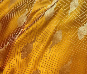 Gold yellow color brocade fabric, jacquard fabric, brocade fabric, fabric by the yard