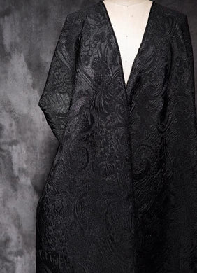 Cashew Flower Pattern Jacquard Fabric, Black Color Jacquard Fabric, Wedding Fabric, fabric by the yard