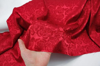 Red rose jacquard fabric, wedding dress fabric, jacket dress fabric, cosplay dress fabric, by the yard