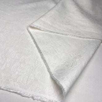 Cotton Linen Fabric, Off-white Color Jacquard Cotton Linen Fabric, Summer Dress Fabric, Fabric by the yard