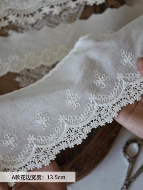 SALE, off-white color lace trim, cotton lace trim, wedding lace trim, by the yard - (13.5cm)5.31" wide-for 2 yards long