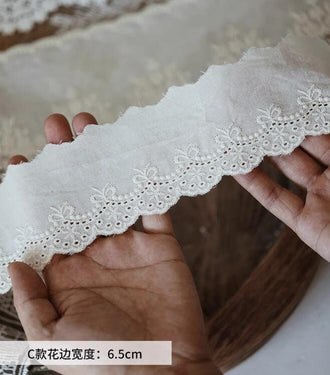 SALE, off-white color lace trim, cotton lace trim, wedding lace trim, by the yard - (6.5cm)2.55" wide-for 2 yards long