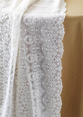 SALE, cream white/white color cotton embroidered mesh fabric, lace mesh fabric, curtains mesh fabric, for wedding dress, by the yard