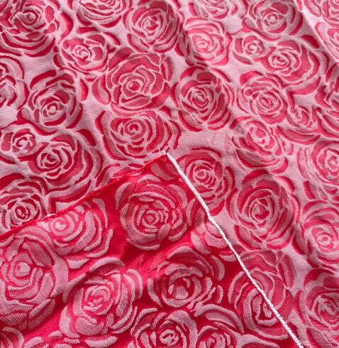 Red color rose jacquard fabric, wedding dress jacquard fabric, cosplay dress fabric, by the yard