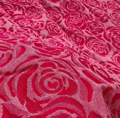 Red color rose jacquard fabric, wedding dress jacquard fabric, cosplay dress fabric, by the yard