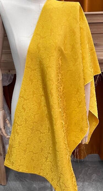 Summer dress fabric, bright yellow glossy fabric, rose pattern jacquard fabric, qipao Hanfu fabric